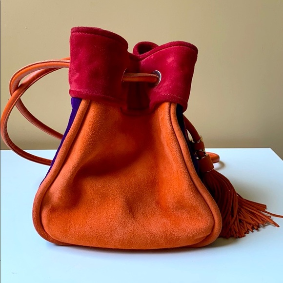 Salvatore Ferragamo Orange Purple Suede Haley Bag - Picture 4 of 15